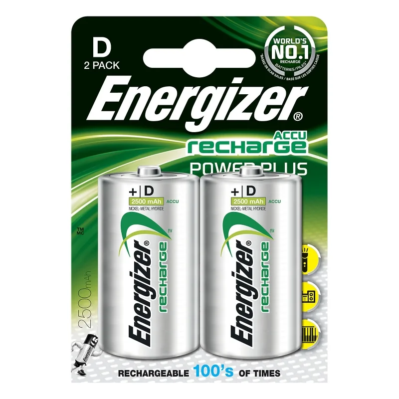 Pilas Recargables Energizer D 2500 mAh