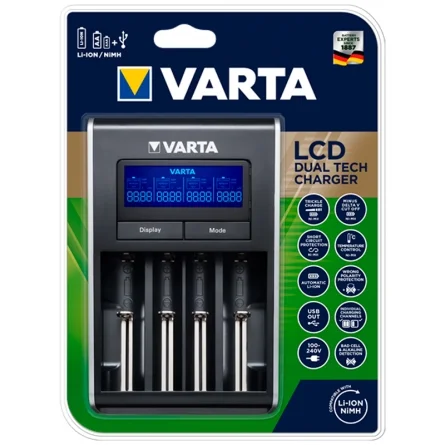 Cargador VARTA Dual Tech de pilas recargables NiMH y Li-ION