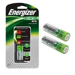 Cargador pilas recargables Energizer mini con 2 Pilas AA 2000mah