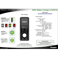 Cargador pilas recargables Energizer mini con 2 Pilas AA 2000mah