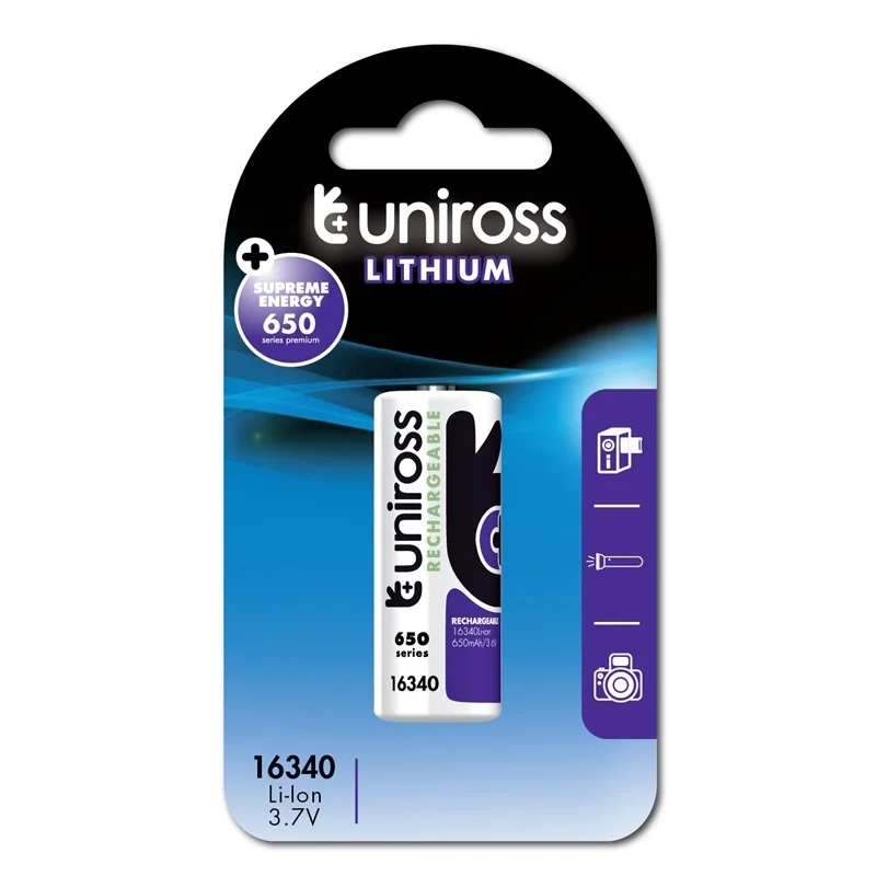 Batería Litio Uniross 3.7V 16340