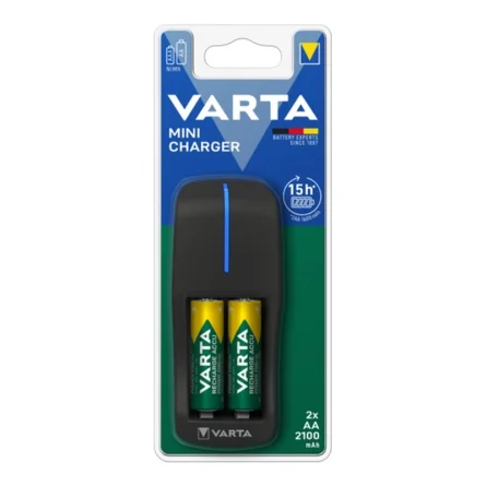 Cargador mini Varta de pilas recargables AA, AAA Ni-Mh con 2 Pilas AA 2100mah