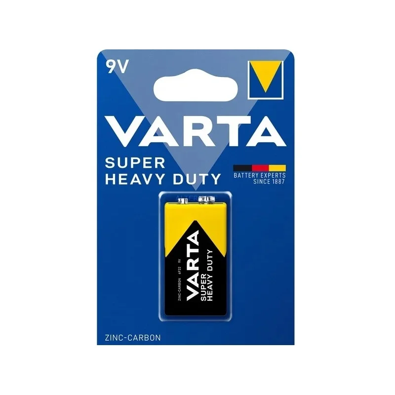 Pilas Zinc-Carbono Varta 9V Super Heavy Duty (1 Unidad)