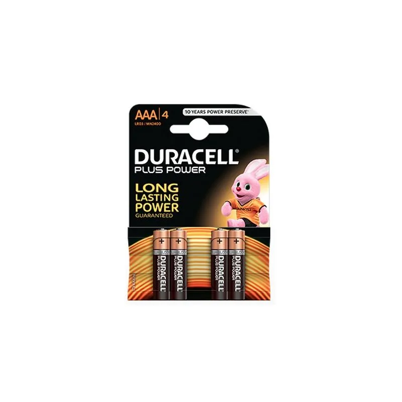 Pilas Alcalinas Duracell AAA LR03 MN2400 Plus Power (4 Unidades)