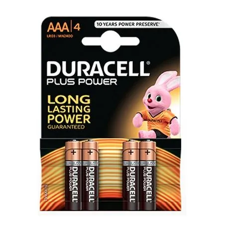 Pilas Alcalinas Duracell AAA LR03 MN2400 Plus Power (4 Unidades)